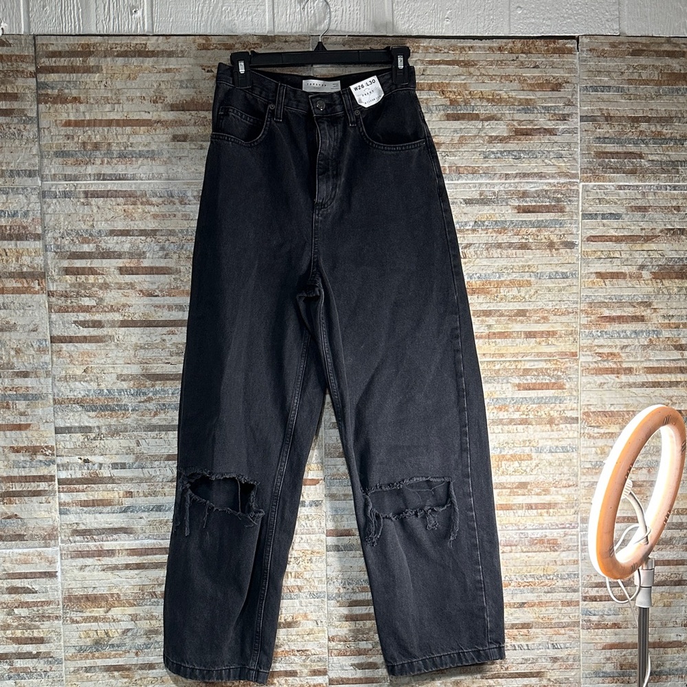 Topshop Women's Black Wide Leg Jeans
